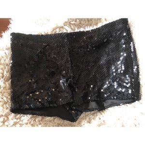 Black sequin hot pants